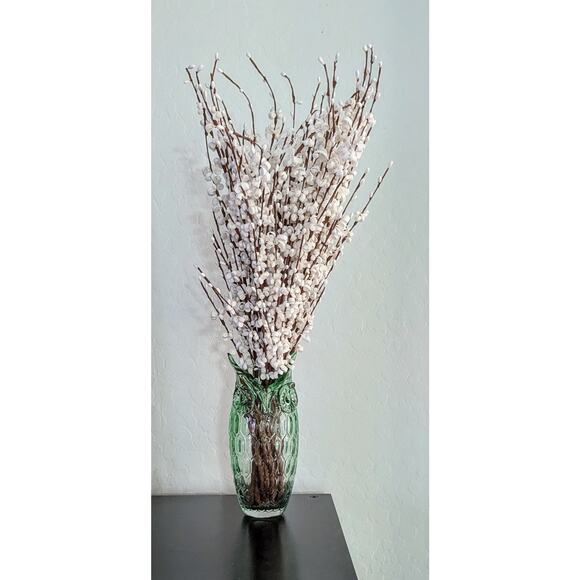 Green Glass Hand Blown Green Owl Shaped Vase 8.75" Vintage - Picture 2 of 2